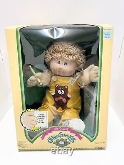 1984 The Official Cabbage Patch Kids Yellow Bear Overalls Holding Green Crayon