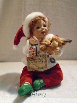 2003 Boyds Bear Little Girls & Boyds Maggie With Rudy Trimming Tree Doll 4717
