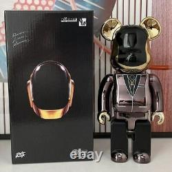 2pc Bearbrick 400% Daft Punk Band Gold and Silver Electroplated Bear Figures Toy