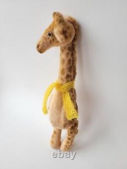 Artist Teddy Giraffe Art Doll, OOAK Home Office Decor, 11 inch