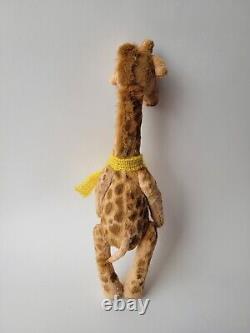 Artist Teddy Giraffe Art Doll, OOAK Home Office Decor, 11 inch