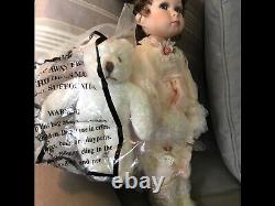 Cara Young Girl with Little White Bear Porcelain Doll by Show Stoppers