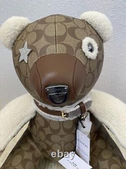 Coach Bear Doll In Signature Canvas pebble -Smooth Leather and shearling 75528