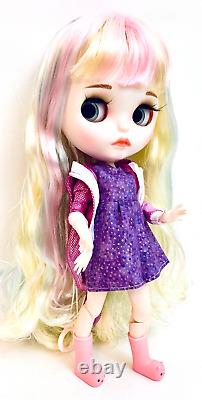 DBS ICY Blythe Kawaii Cute 12 BJD Joint Doll In Adorable Outfit With Pet Bear