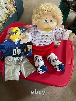 NY GIANTS Build a Bear NFL uniform +'85 CABBAGE PATCH KIDS pacifier doll SKIPPY