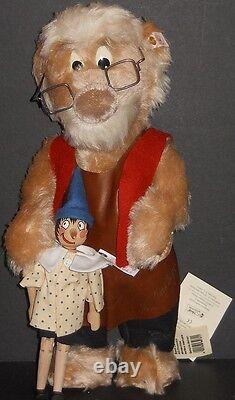New Disney Teddy Bear & Doll Steiff Gepetto & Pinocchio