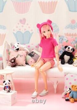 PetWORKs Ruruko Girl Bear Ear Headdress Ruby Pink Fashion Doll Room Wear Style