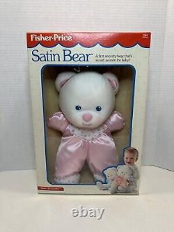 RARE! Playskool Pink Satin Teddy Bear Vintage Plush Toy Doll 1992 Stars Hearts