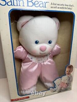 RARE! Playskool Pink Satin Teddy Bear Vintage Plush Toy Doll 1992 Stars Hearts