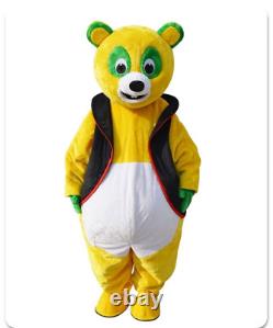 Yellow Short Plush Bear Cartoon Mascot Costume Halloween Cosplay Party Xmas