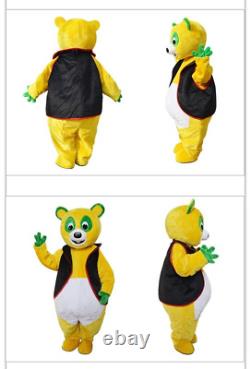 Yellow Short Plush Bear Cartoon Mascot Costume Halloween Cosplay Party Xmas